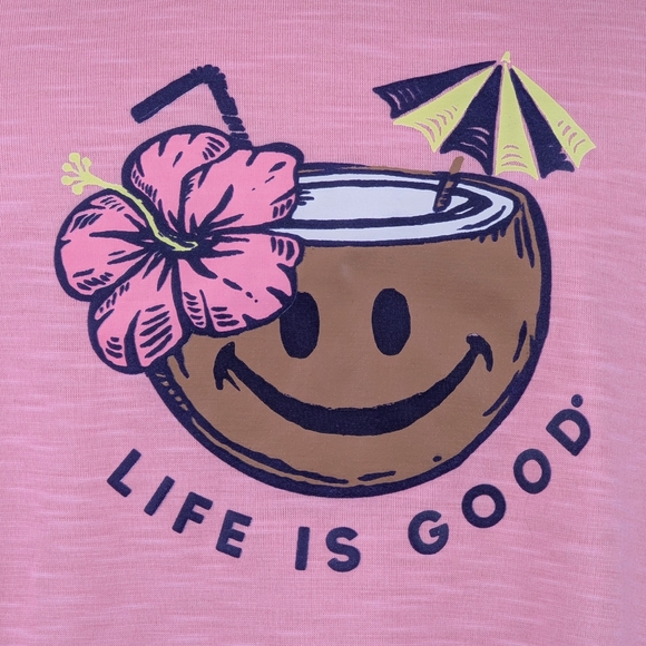 Life Is Good Sleep Lounge Tank Racer Back Coconut Umbrella Drink Pink XL NWT - Picture 2 of 9